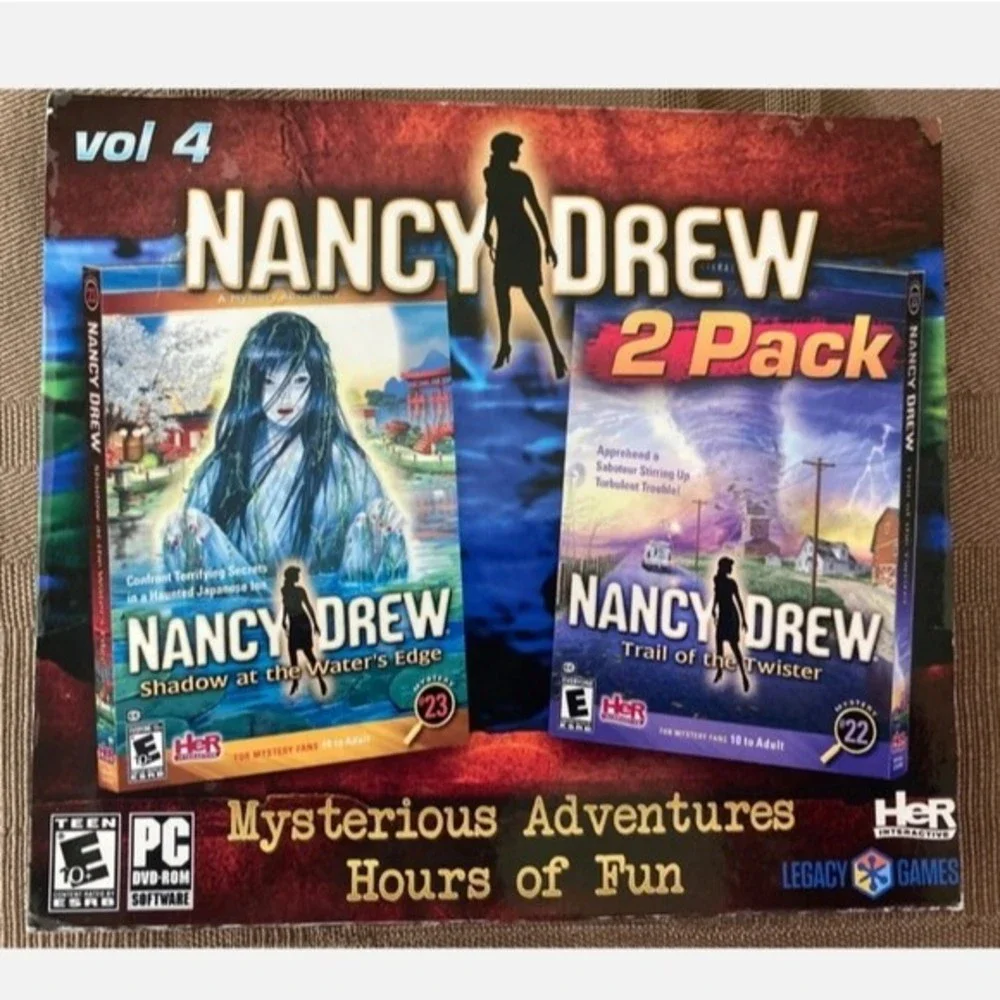 NEW PC Game 2 Pack - Nancy Drew TRAIL OF THE TWISTER + SHADOW AT THE WATERS EDGE
